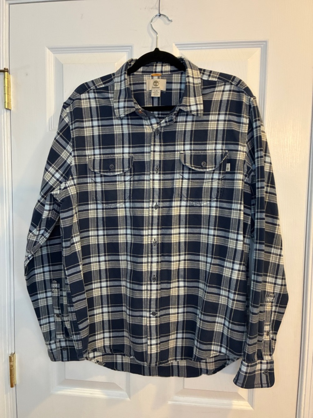 Timberland Black and White Plaid Button-Down Shirt